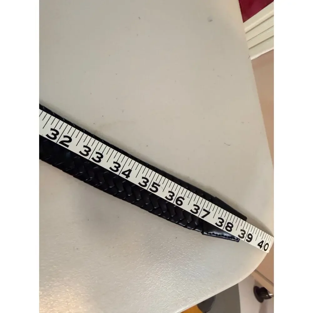 Wrangler black braided leather belt Silver-tone rectangular metal buckle. S 34